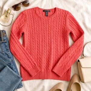 Lauren Ralph Lauren Coral Cable Knit Sweater | Classic Cotton Preppy Chic